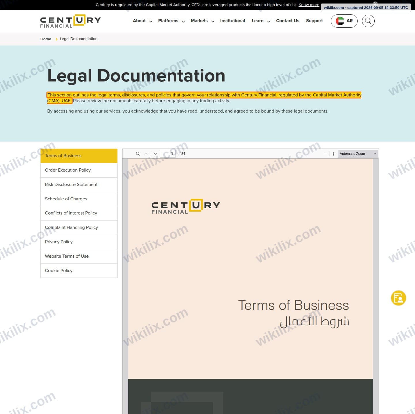 Our full page screenshot of the page that makes this promise, on Century Financial's site century.ae, taken on Sep 5, 2026. The quoted words are marked in the image.