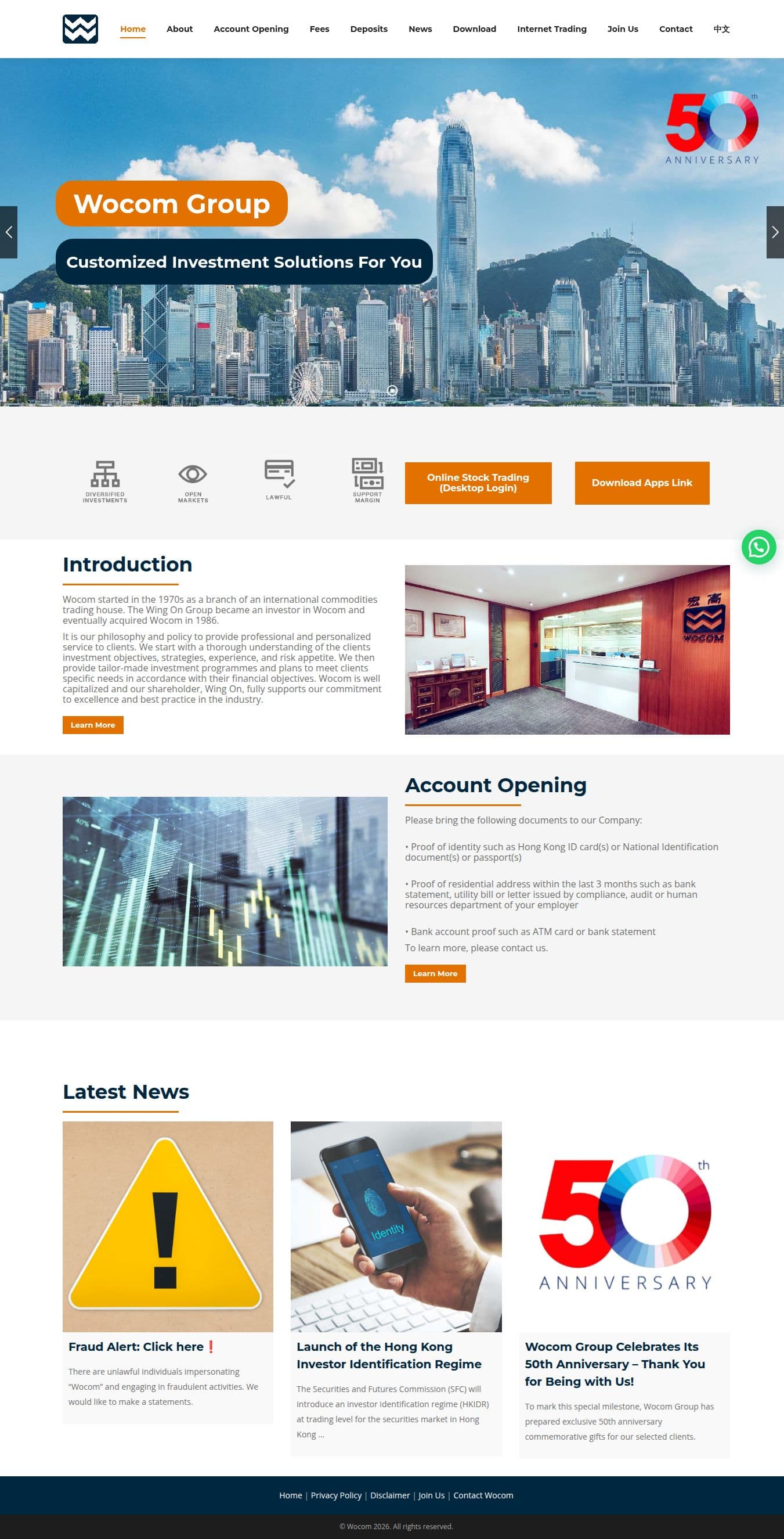 Homepage of wocom.com.hk as we captured it