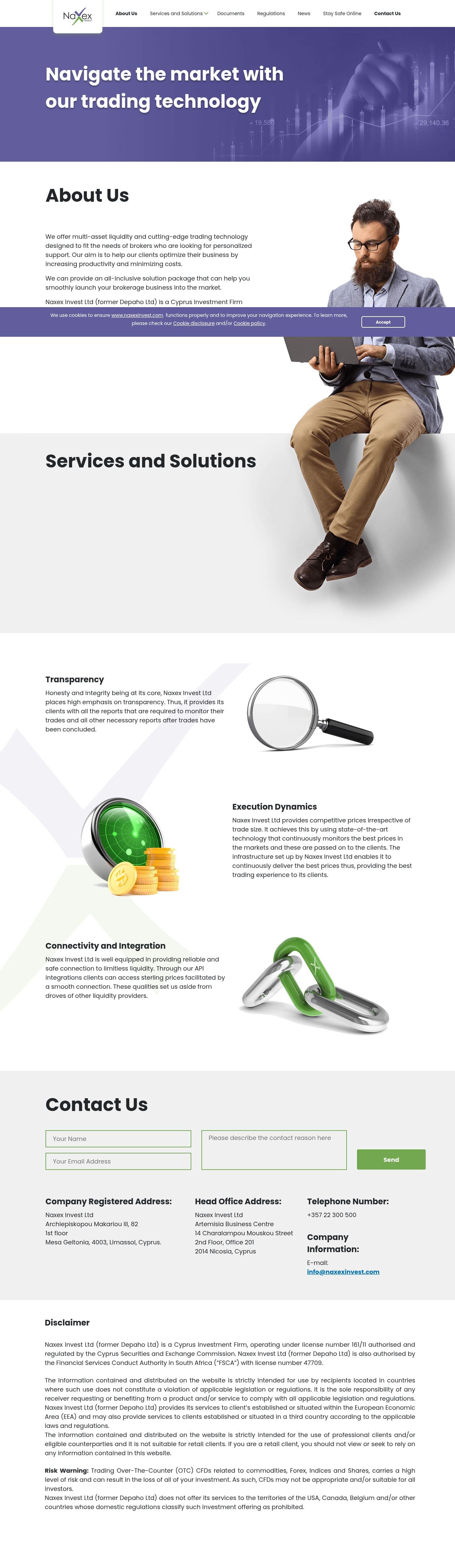 Homepage of naxexinvest.com as we captured it