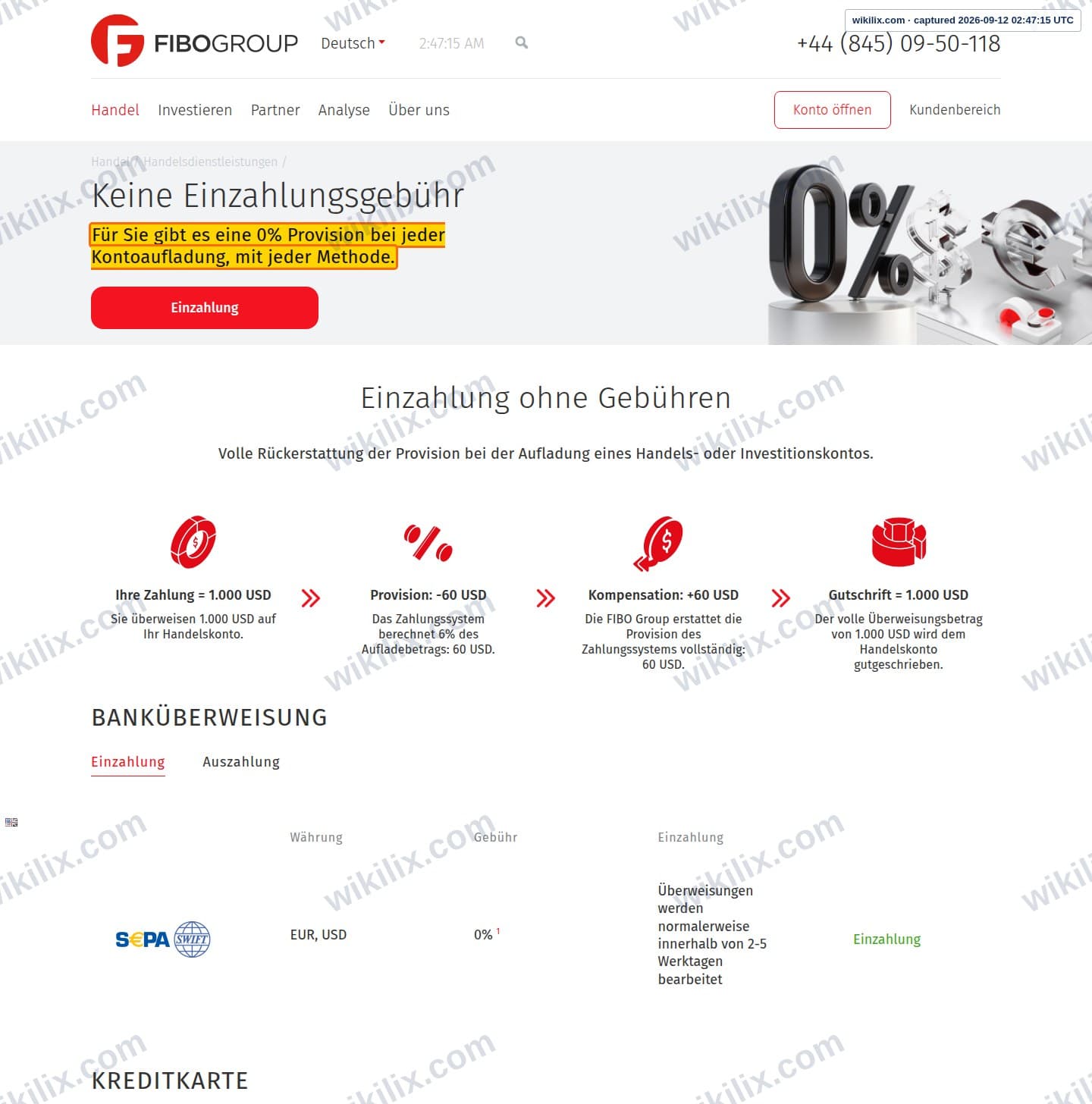 Our full page screenshot of the page this clause sits on, on FIBOGROUP's site de.fibogroup.com, taken on Sep 12, 2026. The quoted words are marked in the image.