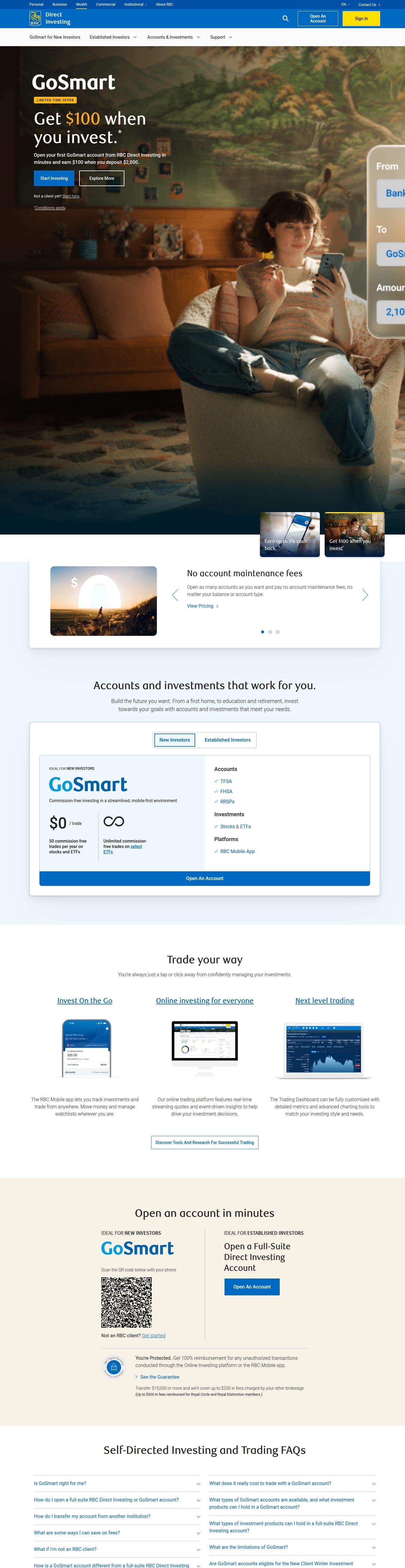 Homepage of rbcdirectinvesting.com as we captured it