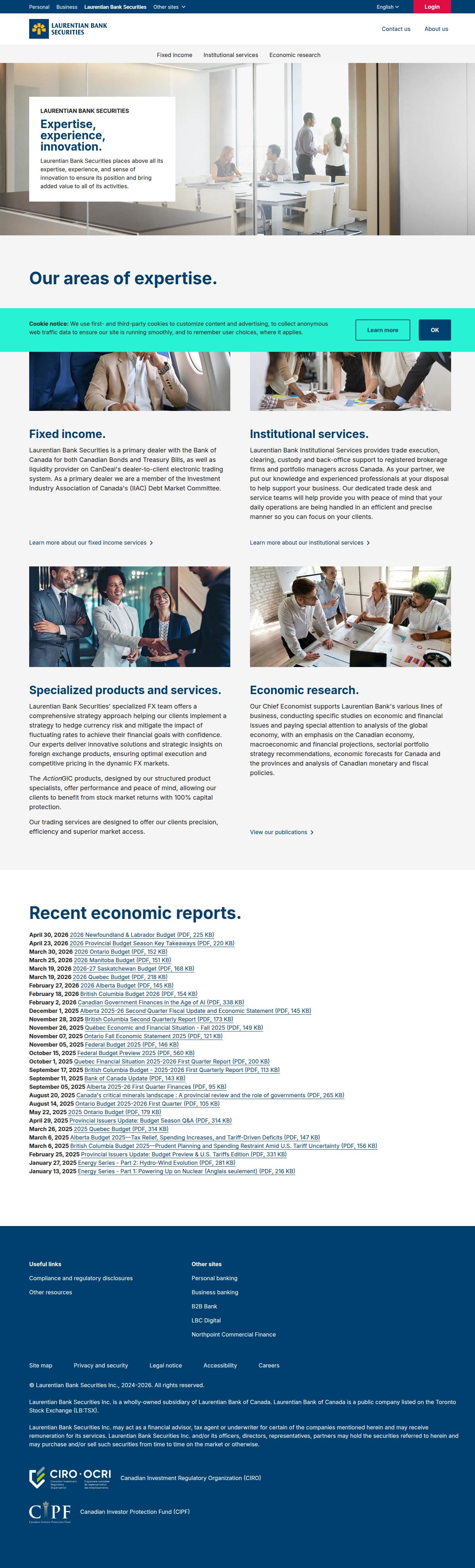 Homepage of lb-securities.ca as we captured it
