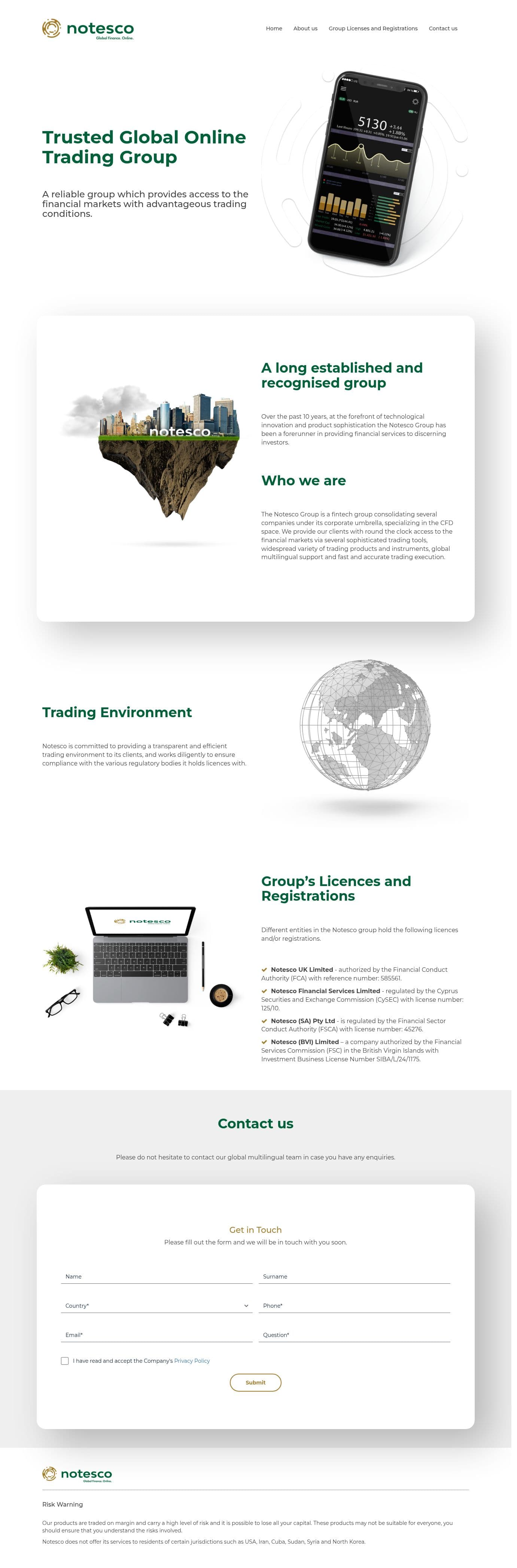 Homepage of notesco.com as we captured it