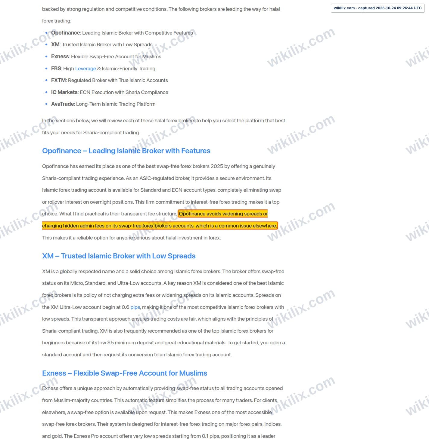 Our full page screenshot of the page that makes this promise, on Opofinance's site blog.opofinance.com, taken on Oct 24, 2026. The quoted words are marked in the image.