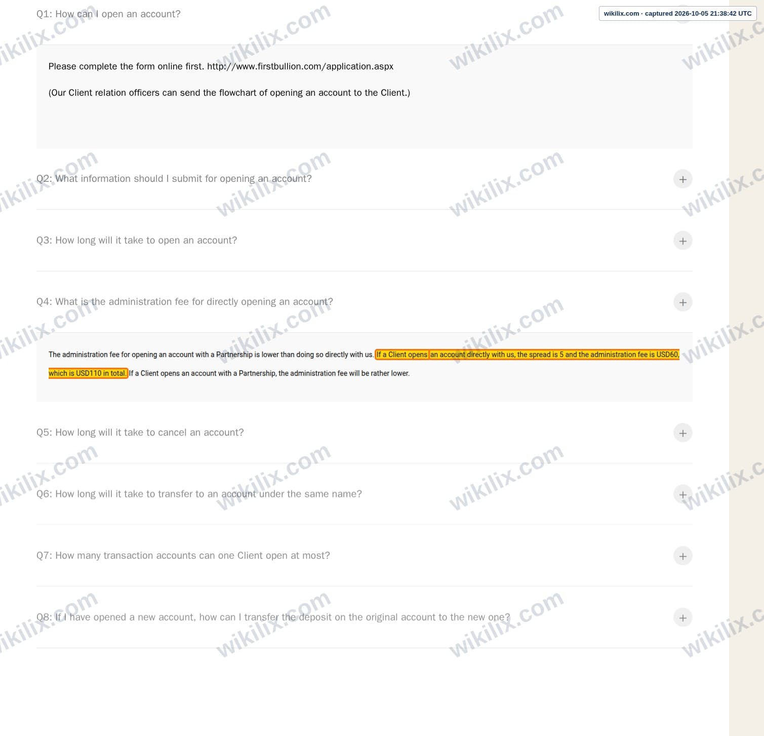 Our full page screenshot of the page that makes this promise, on First Gold's site firstbullion.com, taken on Oct 5, 2026. The quoted words are marked in the image.