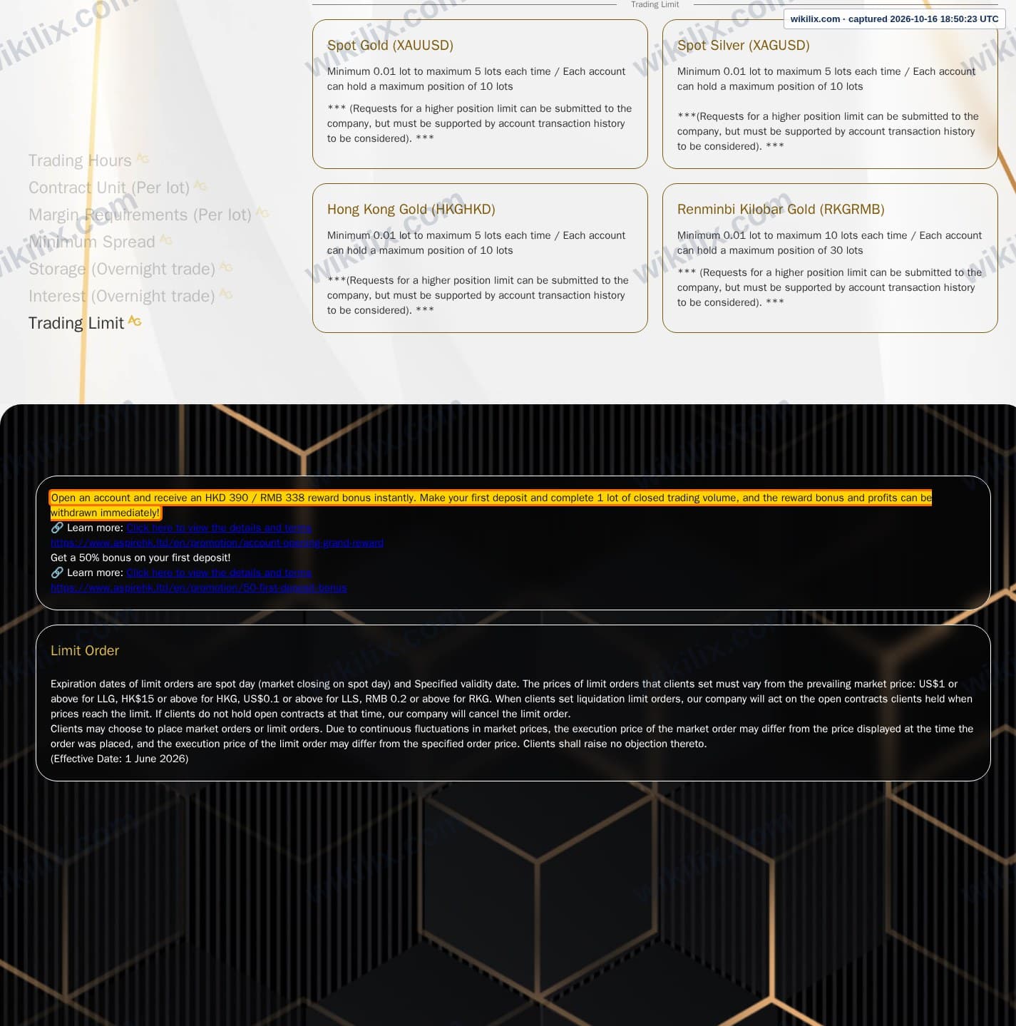 Our full page screenshot of the page that makes this promise, on ASPIRE's site aspirehk.ltd, taken on Oct 16, 2026. The quoted words are marked in the image.