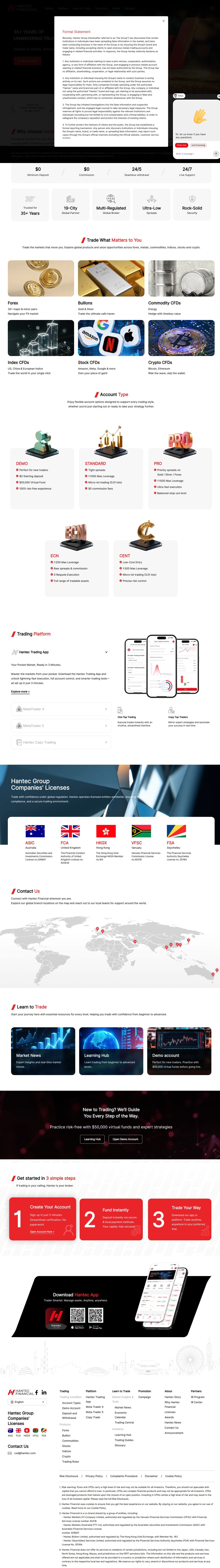 Homepage of hantecbullion.com as we captured it
