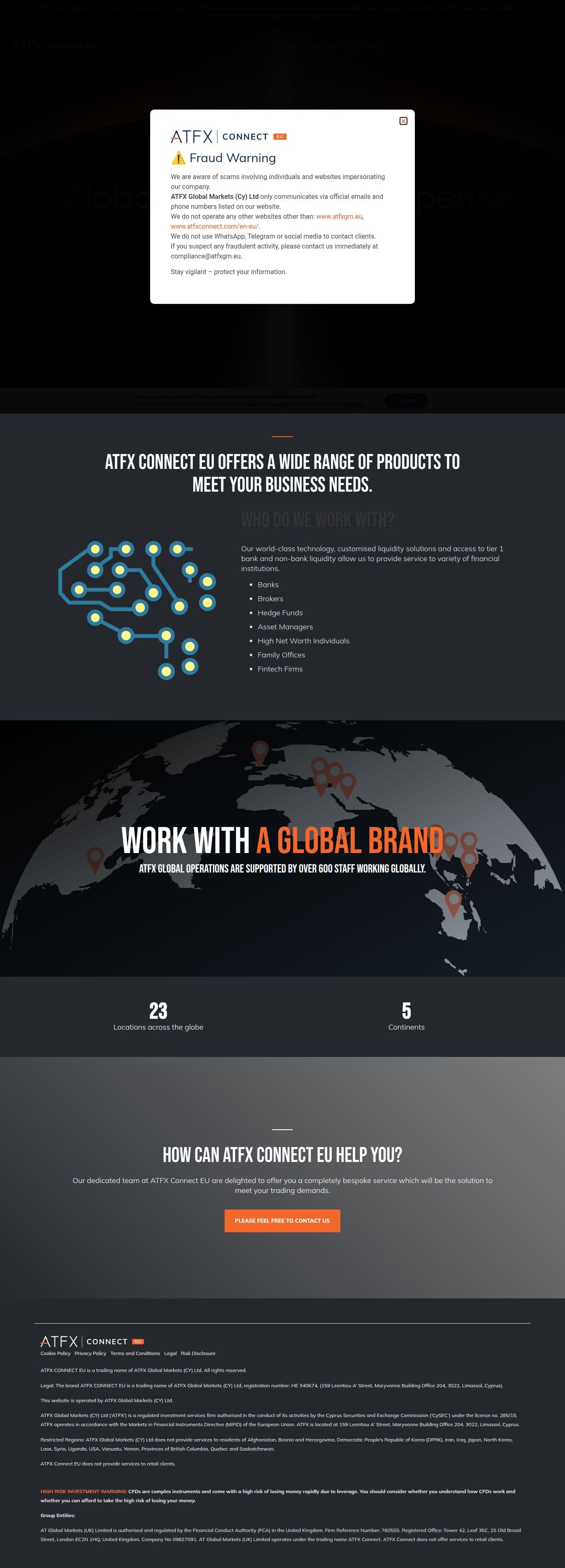 Homepage of atfxconnect.com as we captured it