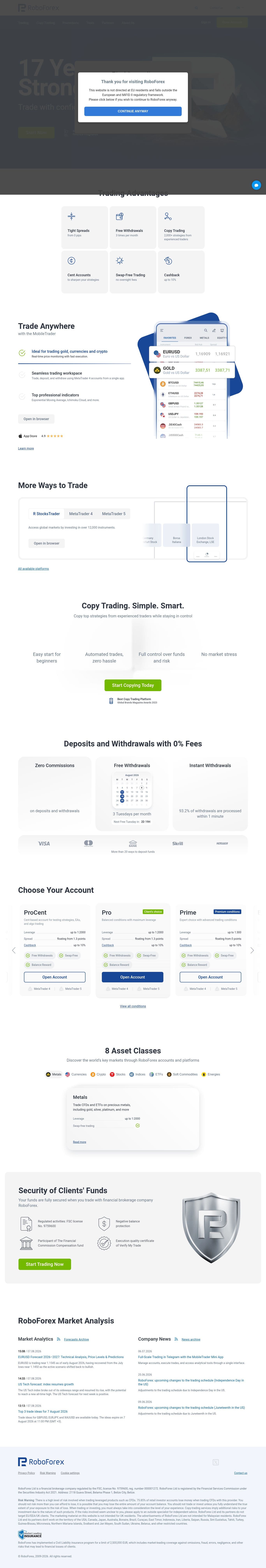 Homepage of roboforex.com as we captured it