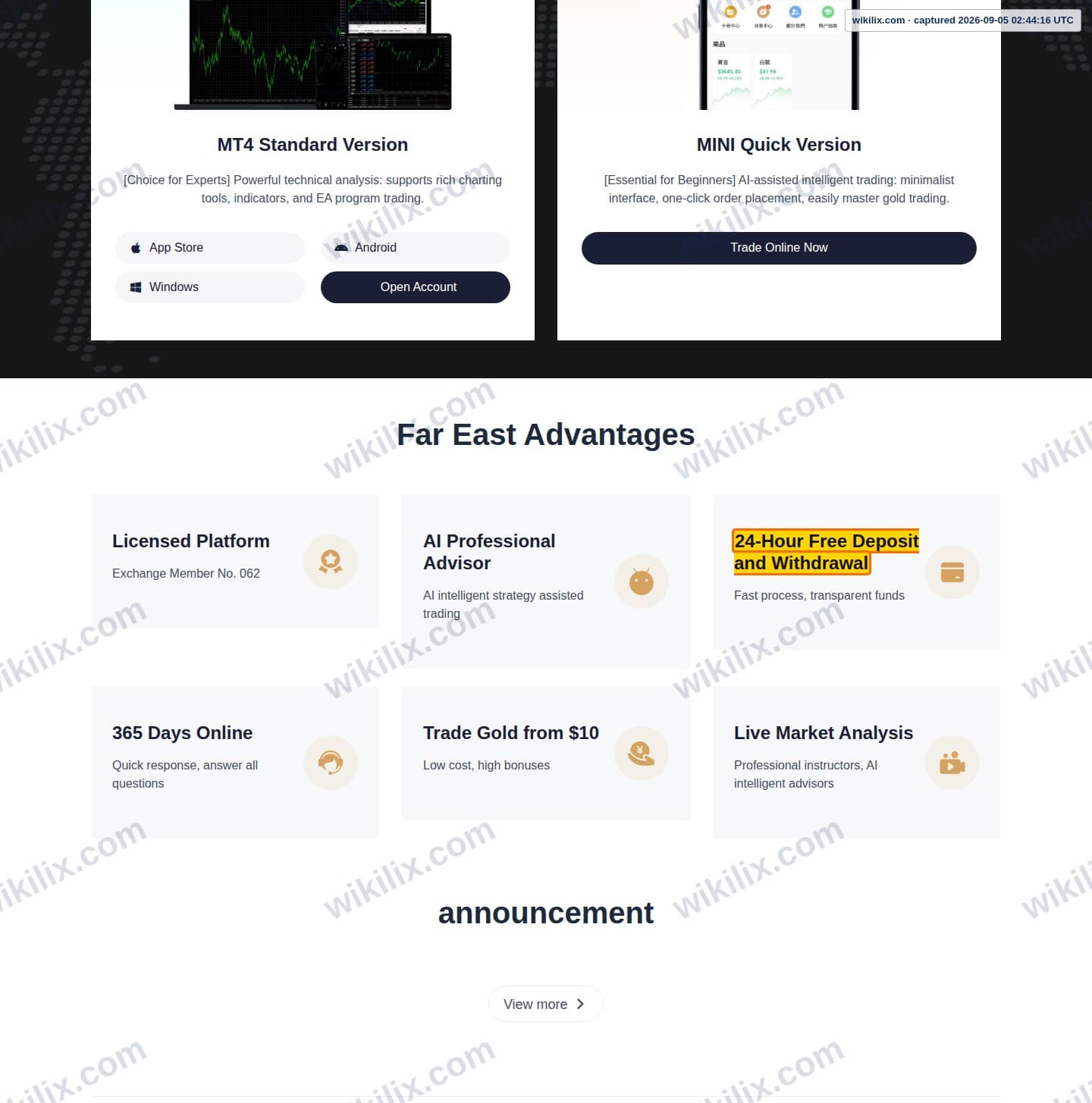 Our full page screenshot of the page that makes this promise, on Far East Precious Metal's site fepm62.com, taken on Sep 5, 2026. The quoted words are marked in the image.
