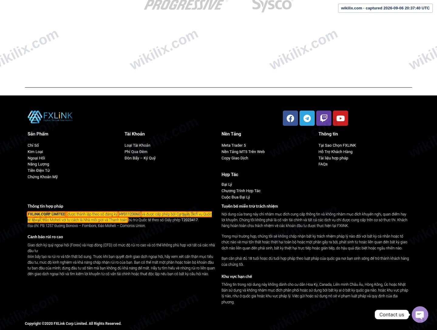 Our full page screenshot of the page that makes this promise, on FXLINK's site fxlink.co, taken on Sep 6, 2026. The quoted words are marked in the image.