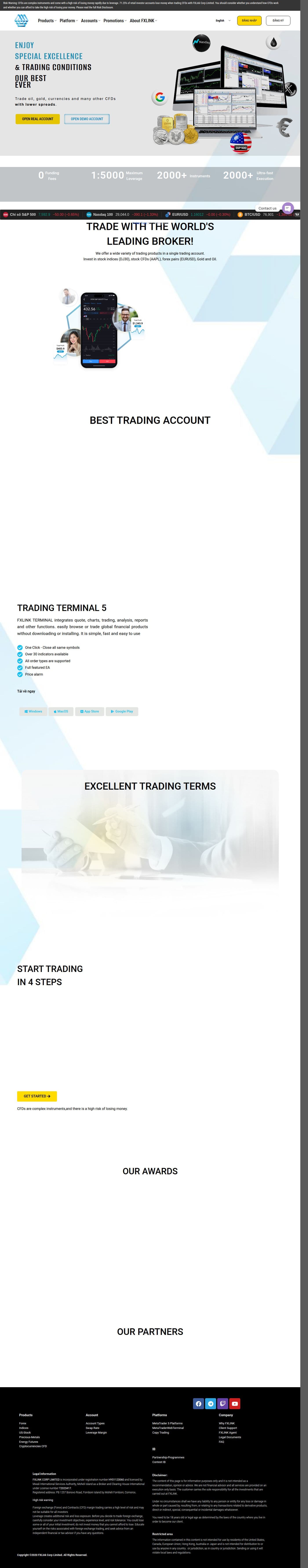 Homepage of fxlink.co as we captured it