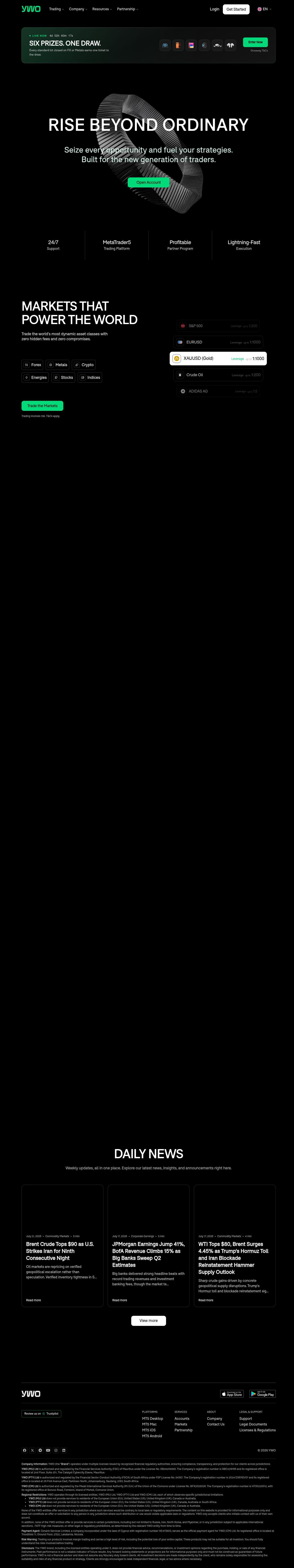 Homepage of ywo.com as we captured it
