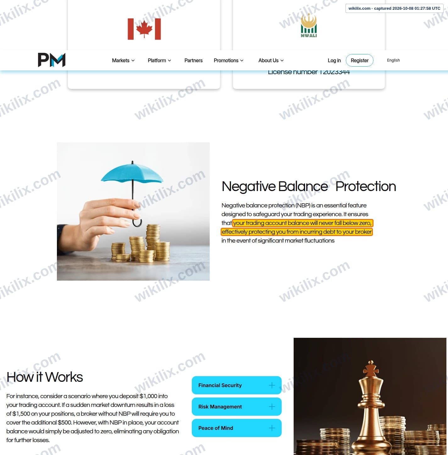 Our full page screenshot of the page that makes this promise, on Phyntex Markets's site phyntexmarkets.com, taken on Oct 8, 2026. The quoted words are marked in the image.
