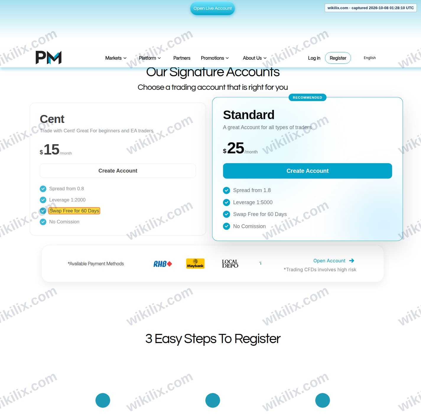 Our full page screenshot of the page that makes this promise, on Phyntex Markets's site phyntexmarkets.com, taken on Oct 8, 2026. The quoted words are marked in the image.