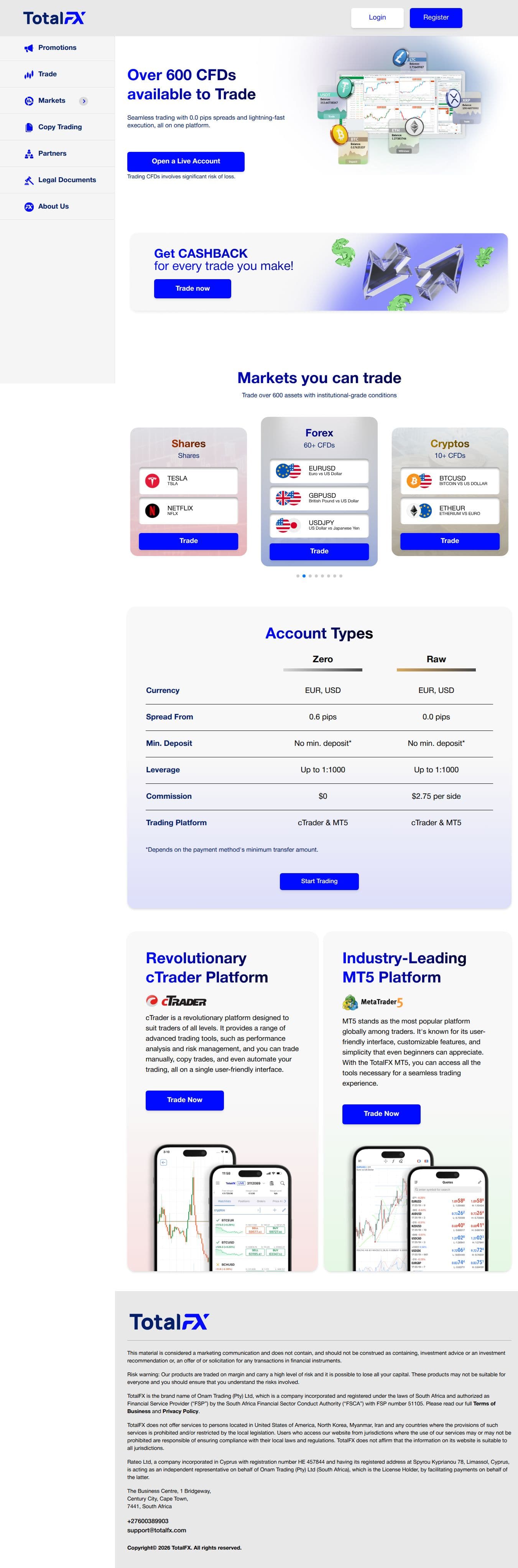 Homepage of totalfx.com as we captured it