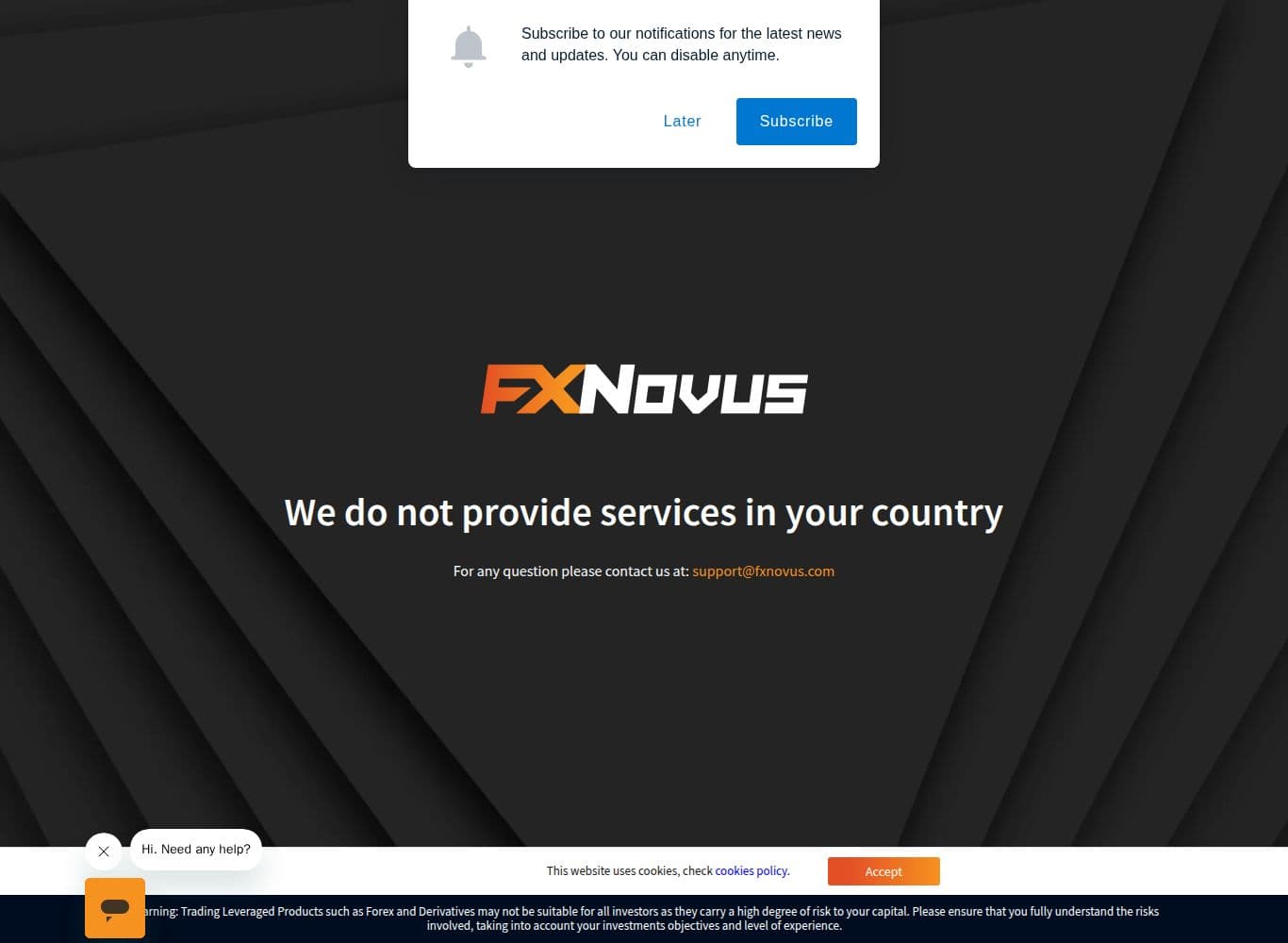 Homepage of fxnovus.com as we captured it