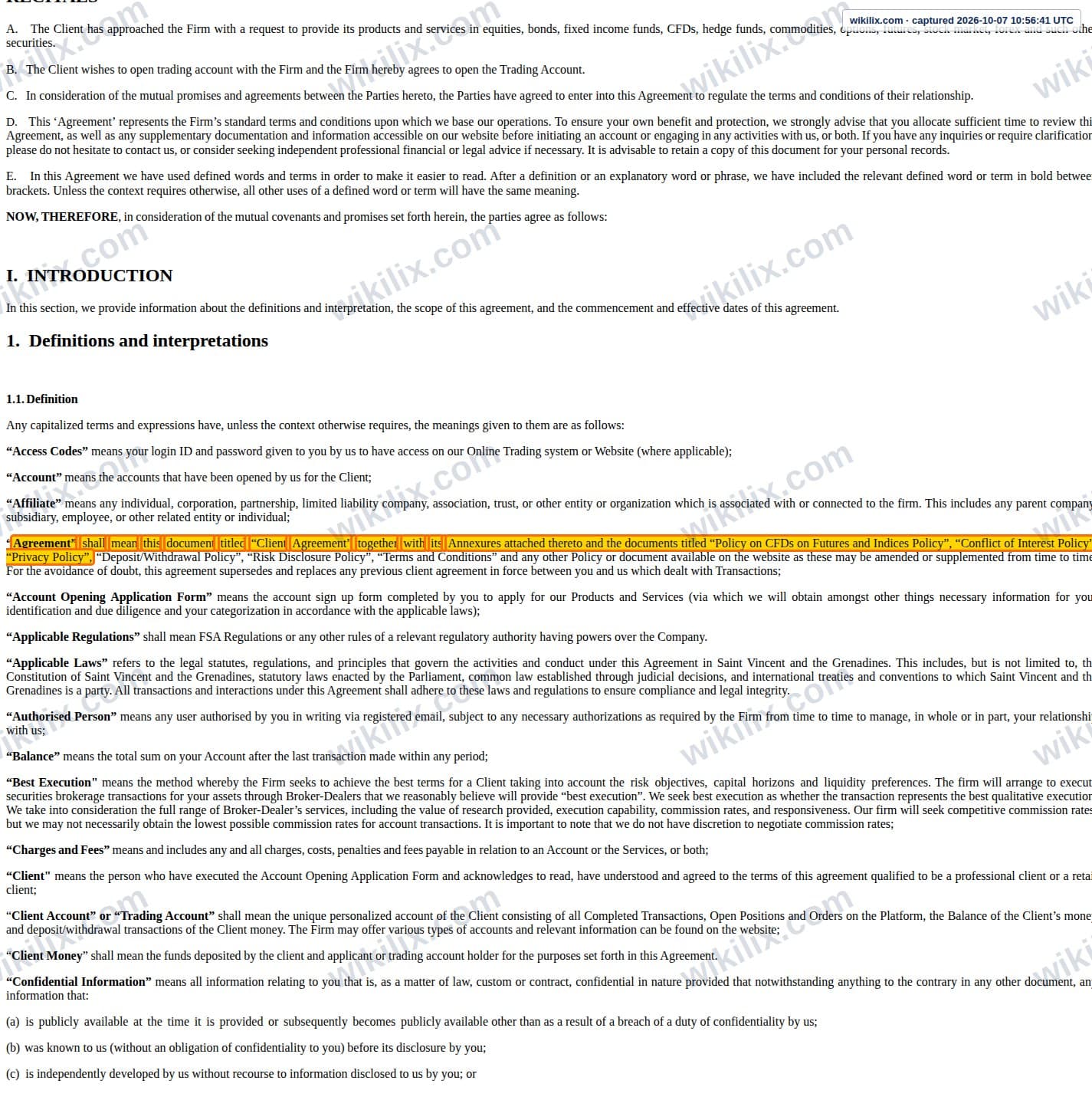 Our full page screenshot of the page this clause sits on, on Kanak Capital Markets's site portal.kanakcapitalmarkets.com, taken on Oct 7, 2026. The quoted words are marked in the image.