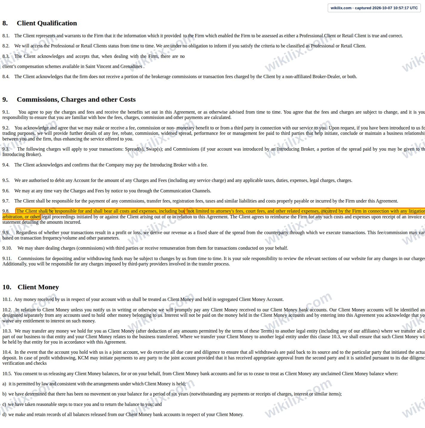 Our full page screenshot of the page this clause sits on, on Kanak Capital Markets's site portal.kanakcapitalmarkets.com, taken on Oct 7, 2026. The quoted words are marked in the image.