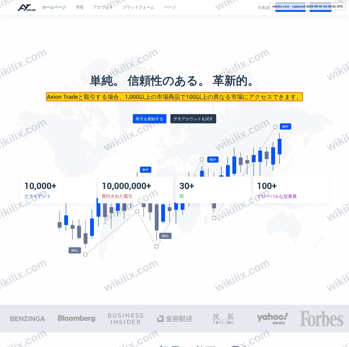 Our full page screenshot of the page that makes this promise, on Axion Trade's site axiontrade.net, taken on Sep 30, 2026. The quoted words are marked in the image.