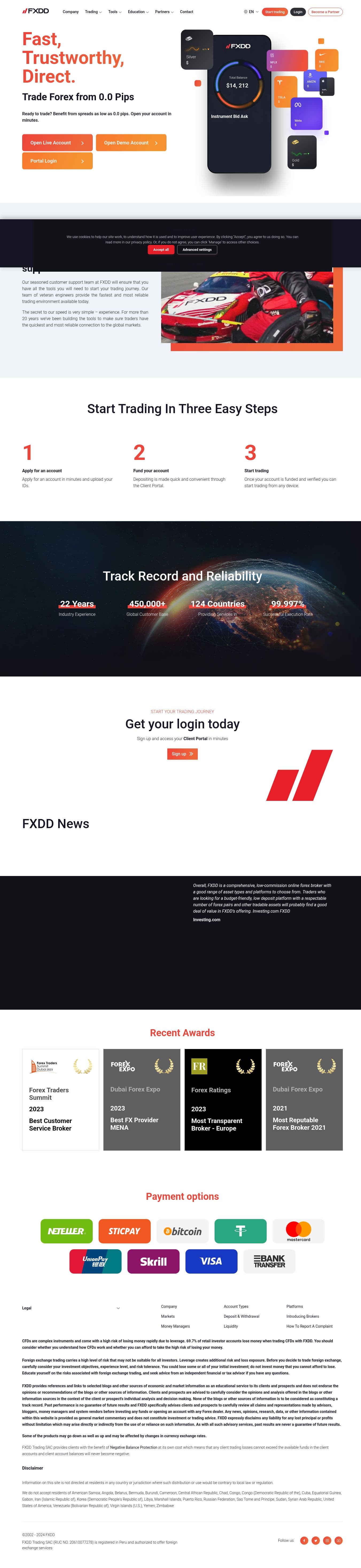 Homepage of fxdd.com as we captured it