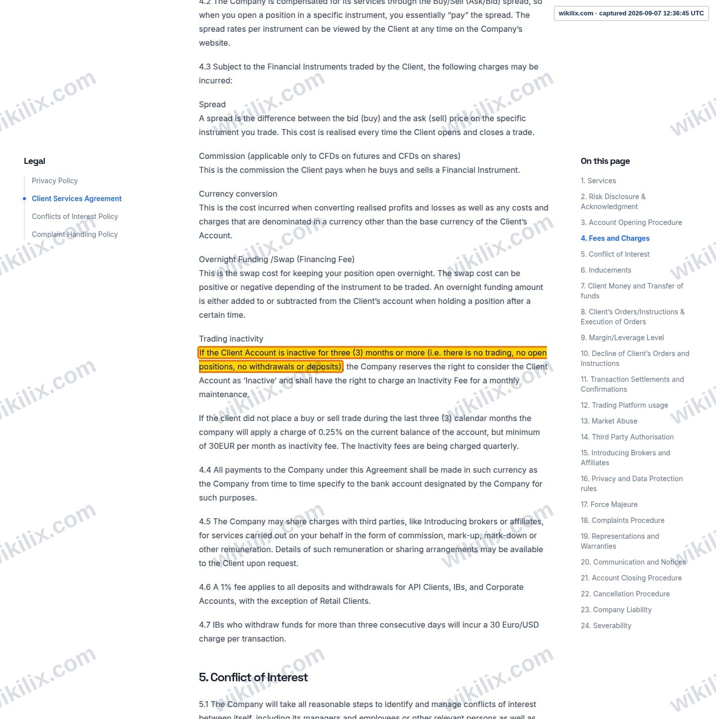 Our full page screenshot of the page this clause sits on, on Thunder Markets's site web.archive.org, taken on Sep 7, 2026. The quoted words are marked in the image.