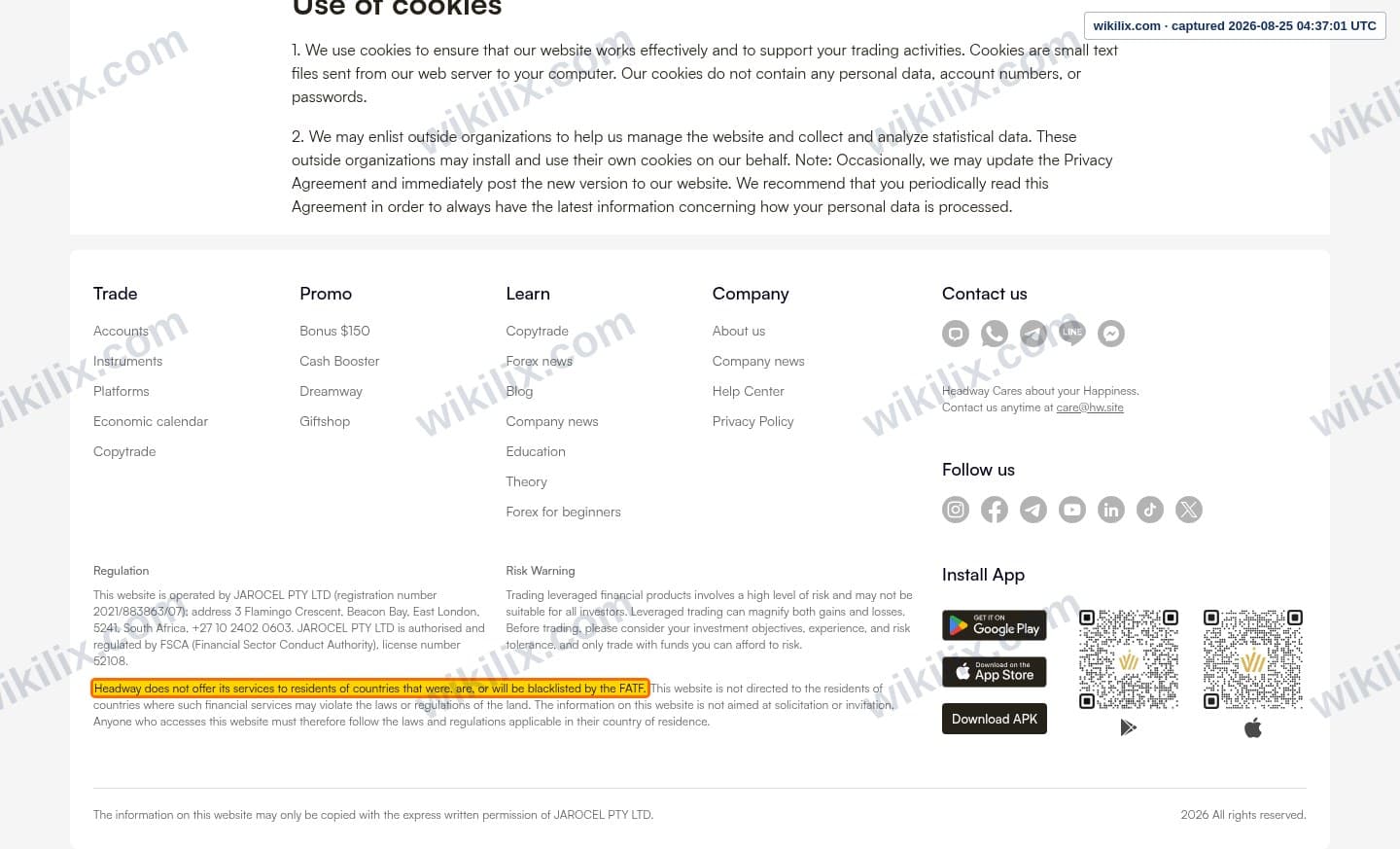 Our full page screenshot of the page that makes this promise, on HEADWAY's site hw.online, taken on Aug 25, 2026. The quoted words are marked in the image.