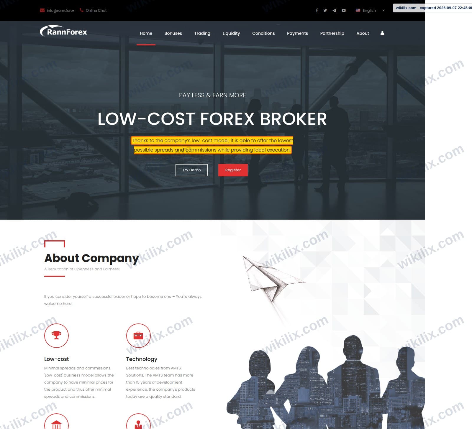 Our full page screenshot of the page that makes this promise, on RannForex's site rann.forex, taken on Sep 7, 2026. The quoted words are marked in the image.