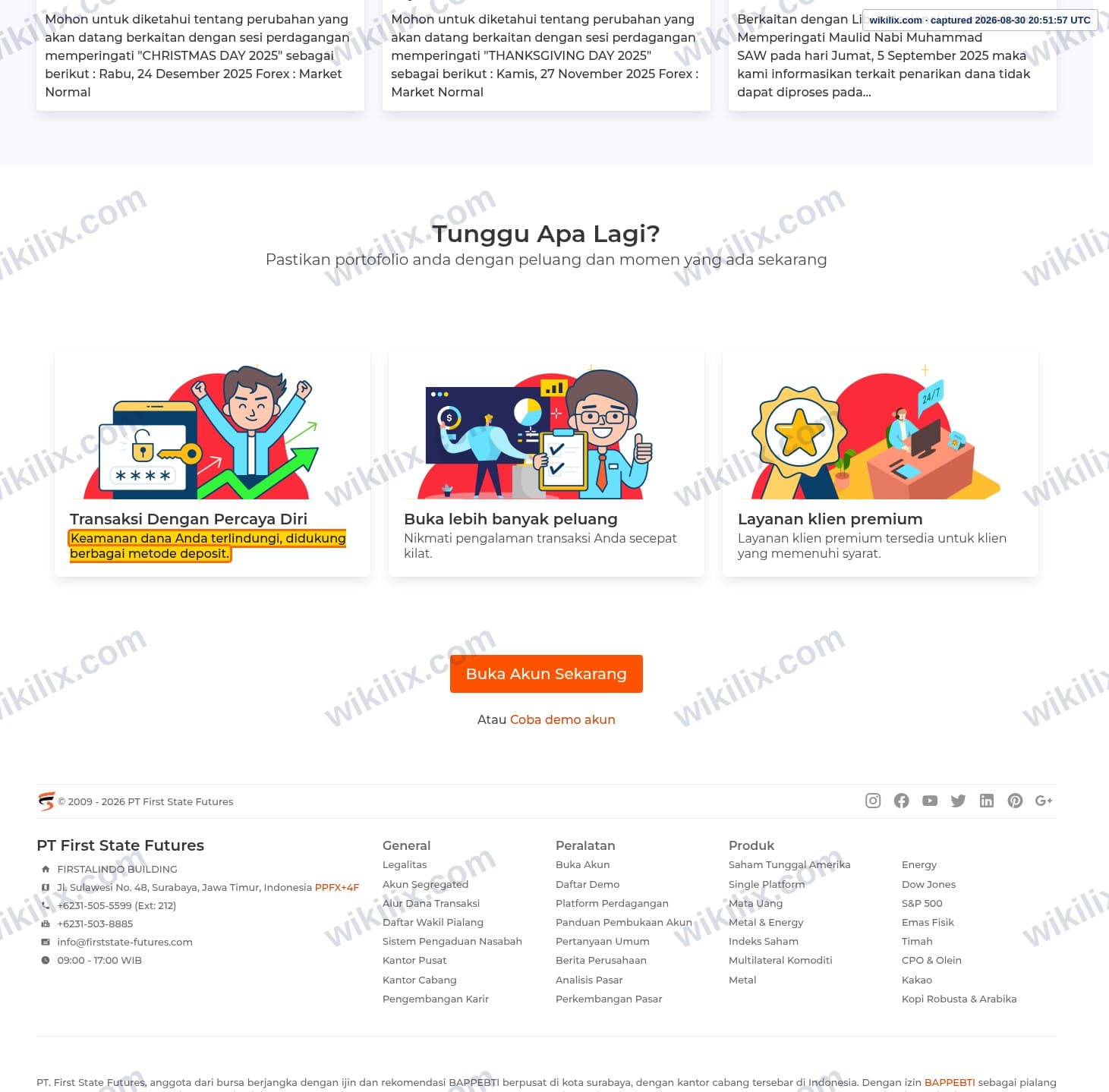 Our full page screenshot of the page that makes this promise, on FIRST STATE FUTURES's site fsf.co.id, taken on Aug 30, 2026. The quoted words are marked in the image.