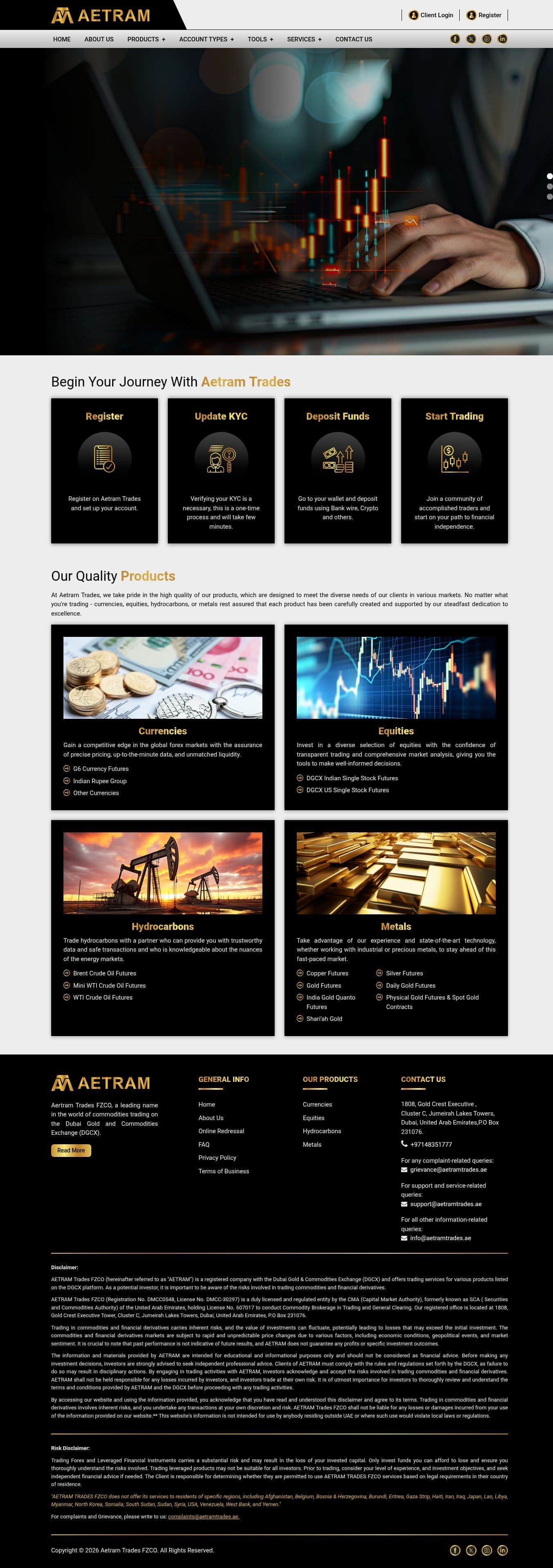 Homepage of aetramtrades.ae as we captured it