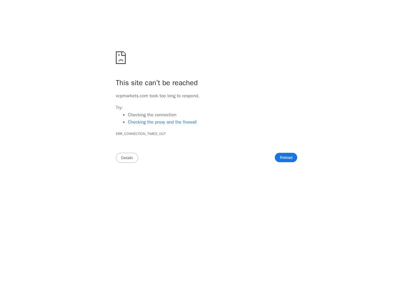 Homepage of vcpmarkets.com as we captured it