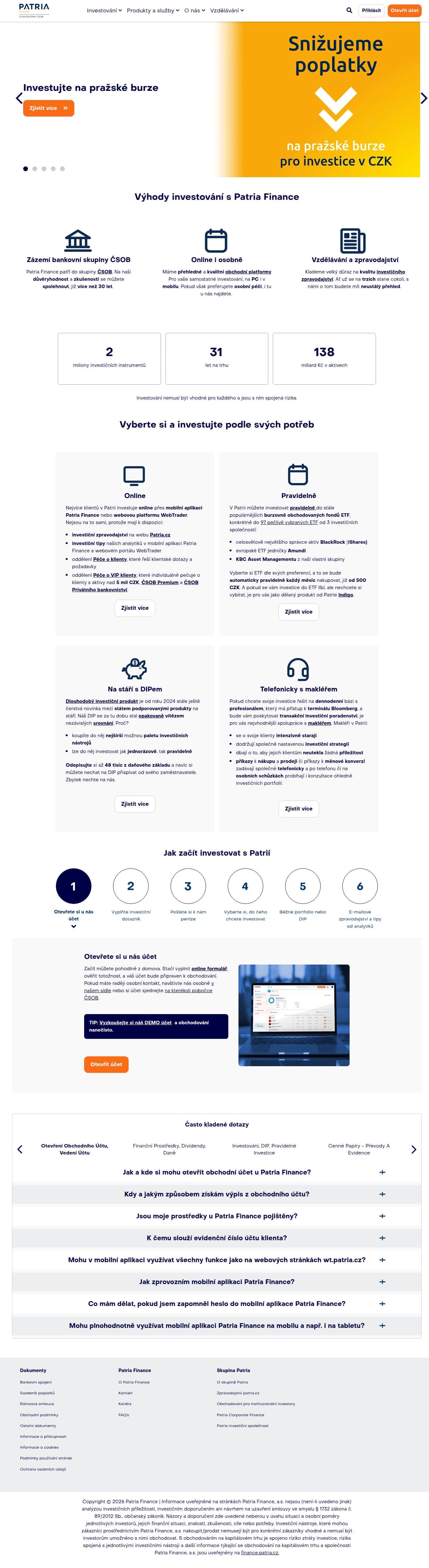 Homepage of patria-direct.cz as we captured it