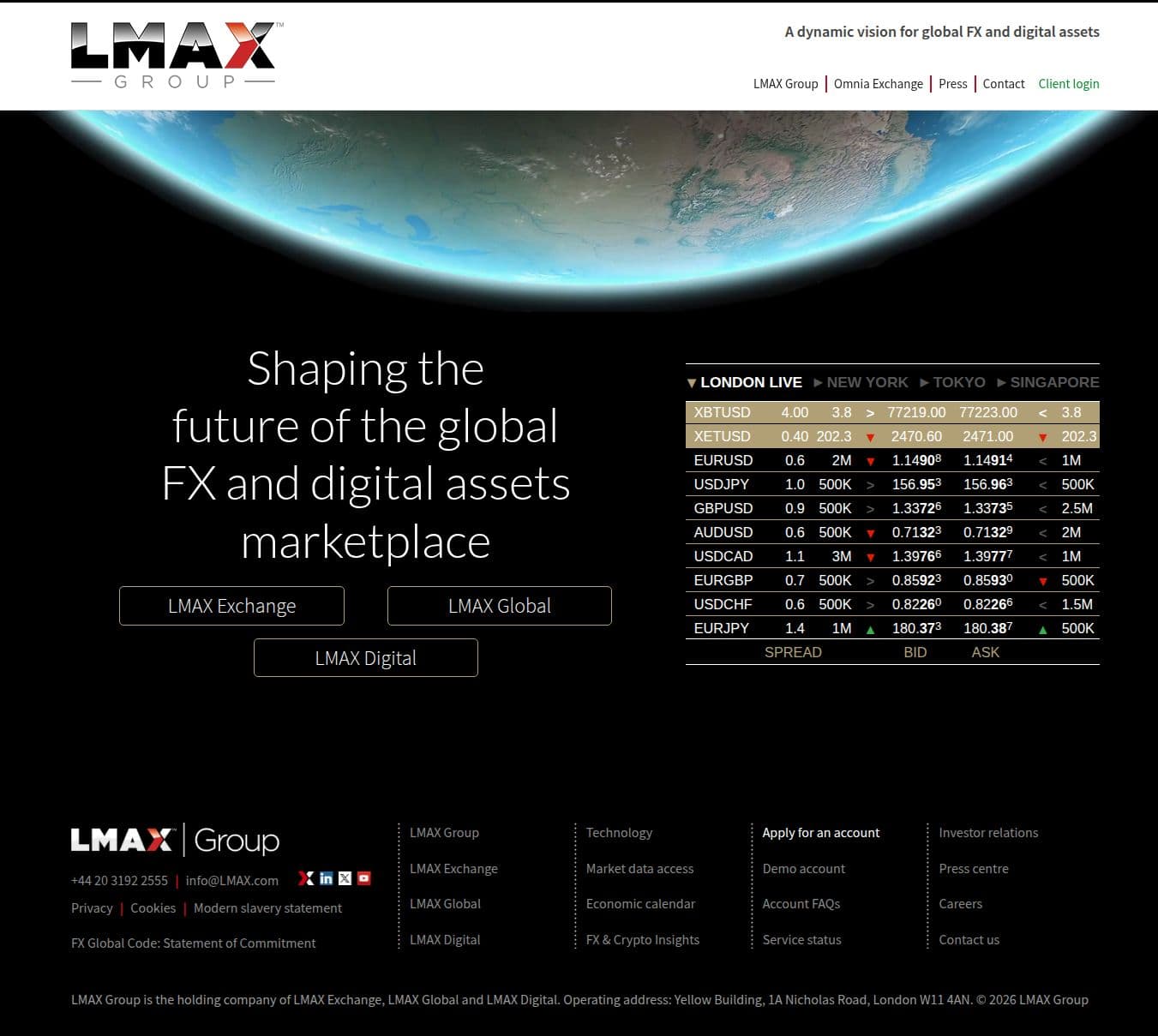 Homepage of lmax.com as we captured it