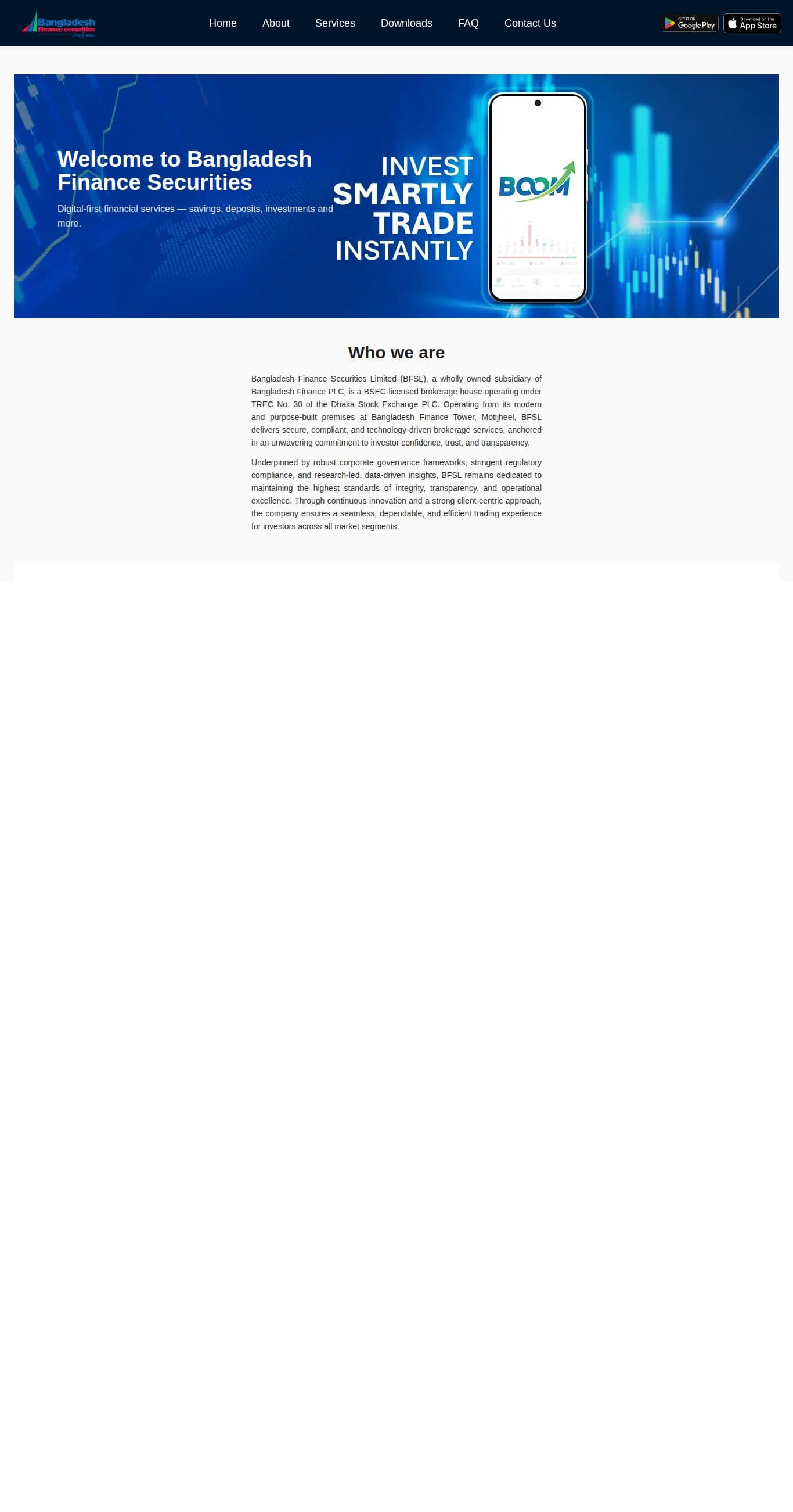 Homepage of bfsl.bd.finance as we captured it