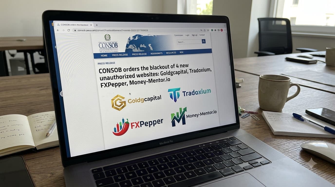 CONSOB Blocks FXPepper, Tradoxium and Two Other Unauthorised Investment Websites in Italy