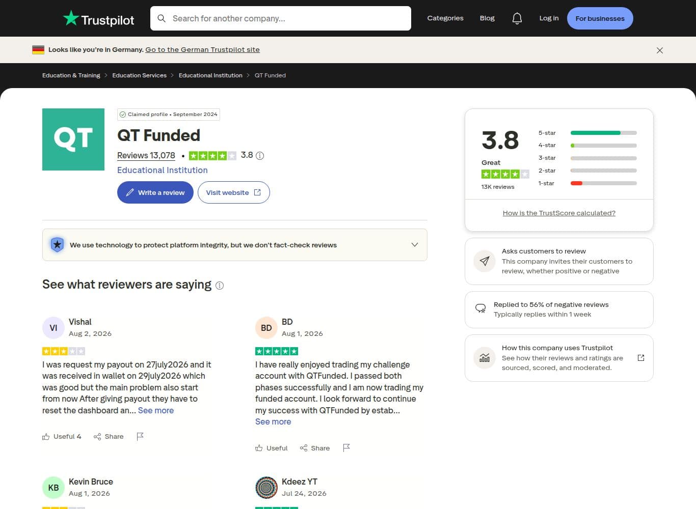 Official trustpilot profile