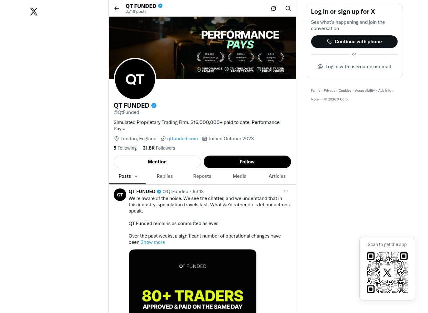 Official QT Funded profile on X