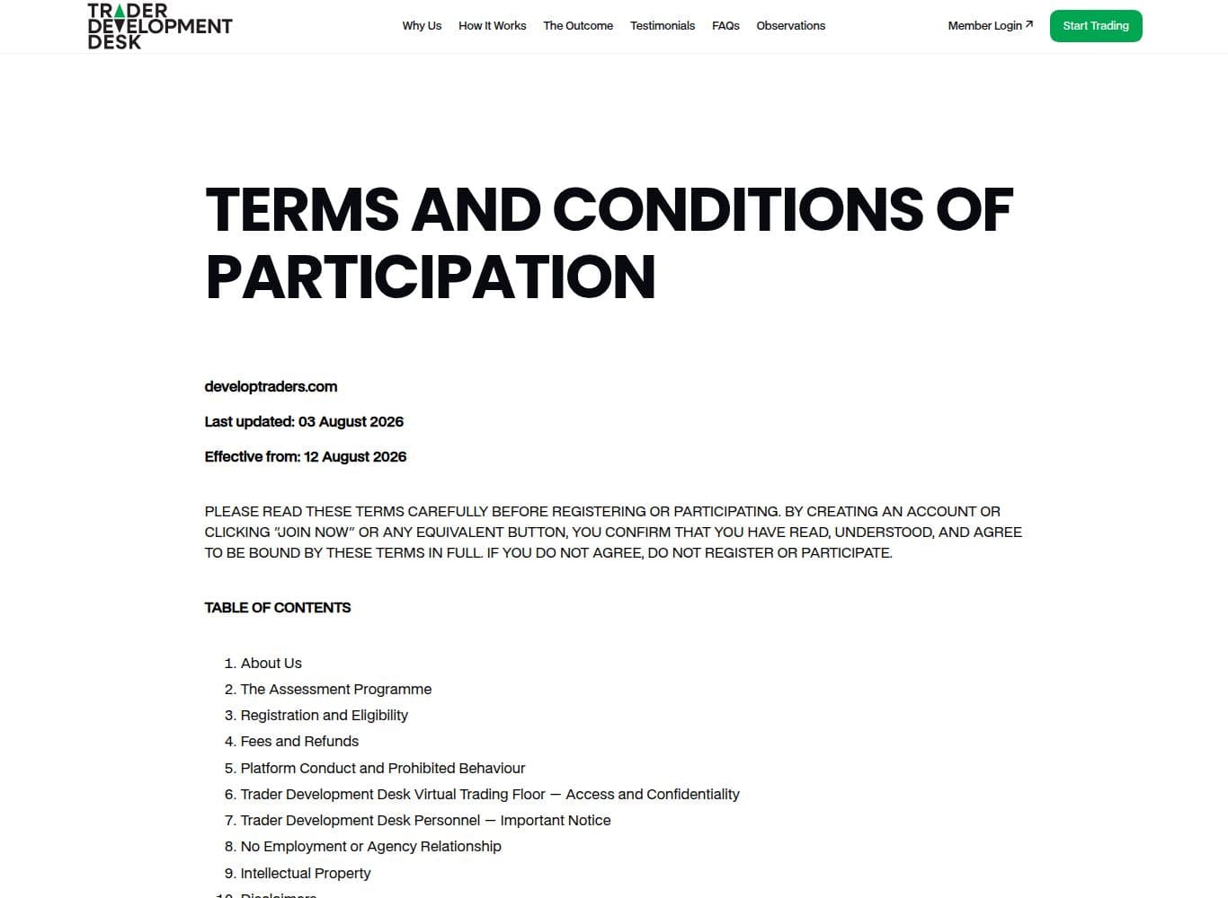 Terms and Conditions naming Raen Trading Inc. and containing the sole discretion, confidentiality and fee forfeiture clauses