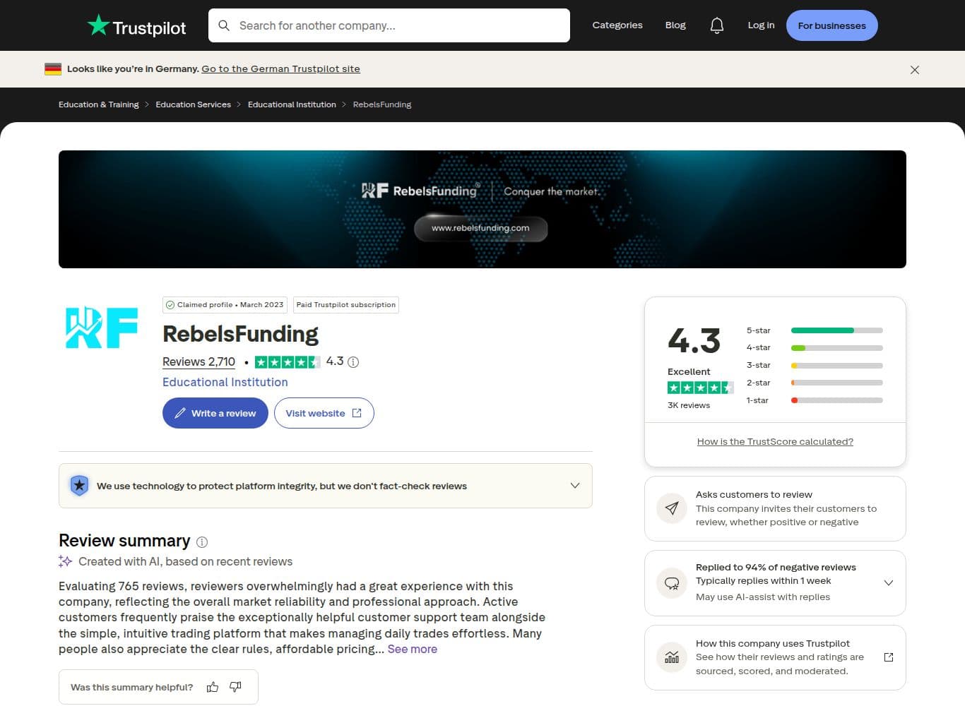 Official trustpilot profile
