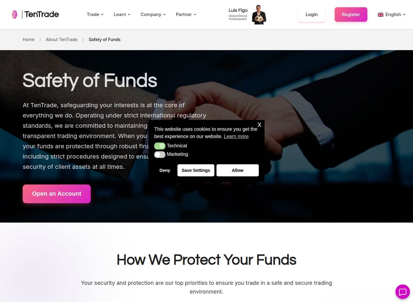 TenTrade client money trust account claim and entity details