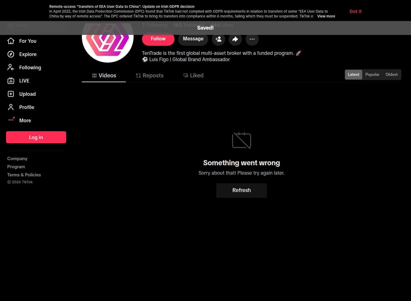 TenTrade official TikTok account