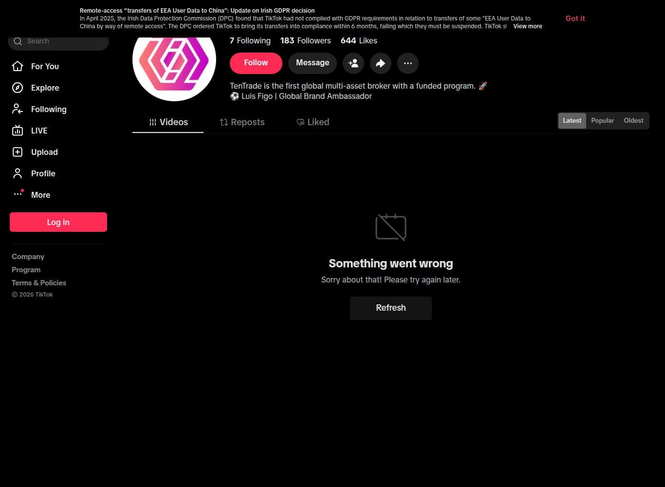 Official tiktok profile