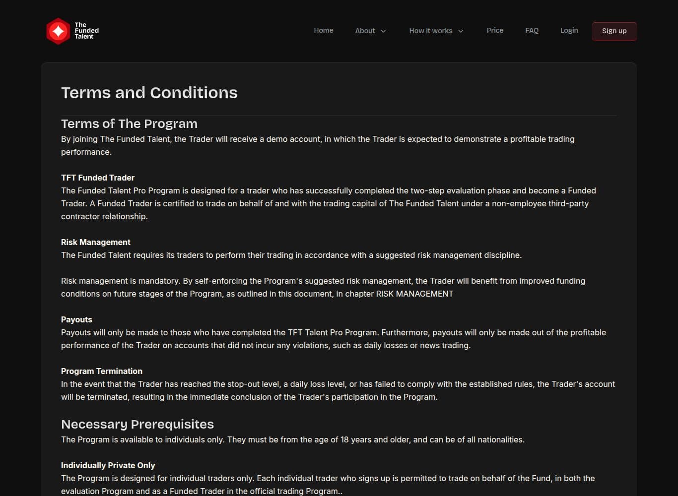Terms and Conditions carrying the unlimited amendment right and the 40 percent best-day consistency rule