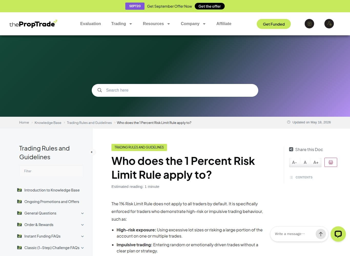 The 1 percent risk limit rule, enforced selectively on traders the firm judges high risk