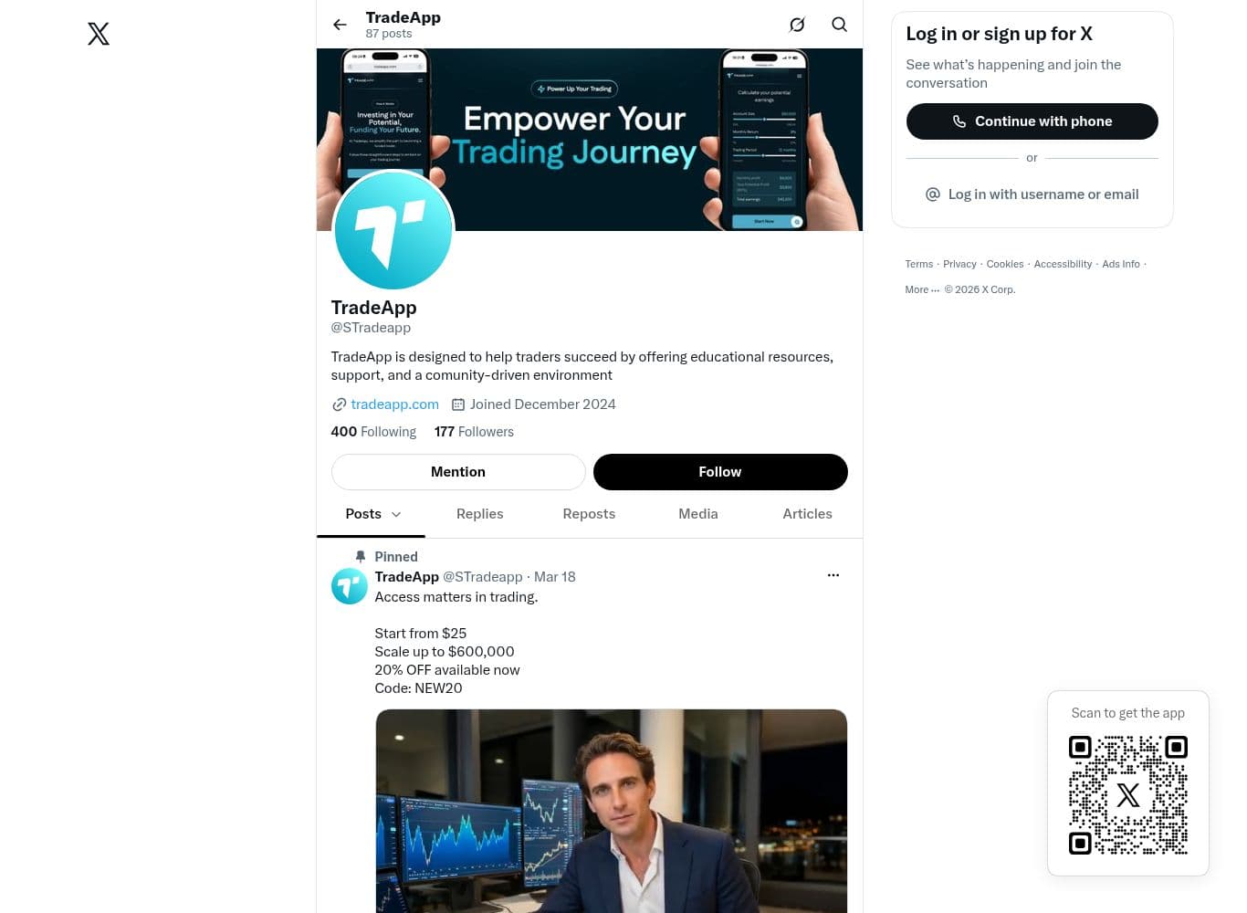 Official TradeApp account on X