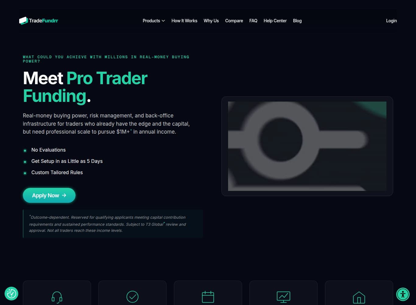 Pro Funding tier requiring a trader capital contribution from 100,000 dollars, held by a non broker-dealer entity
