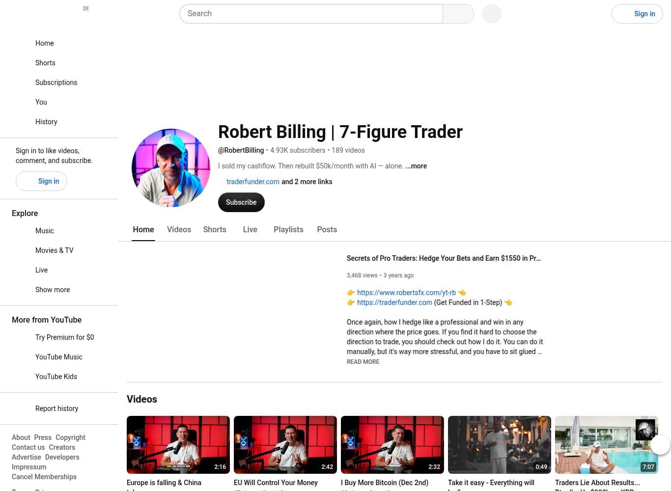 Founder YouTube channel used to market the firm