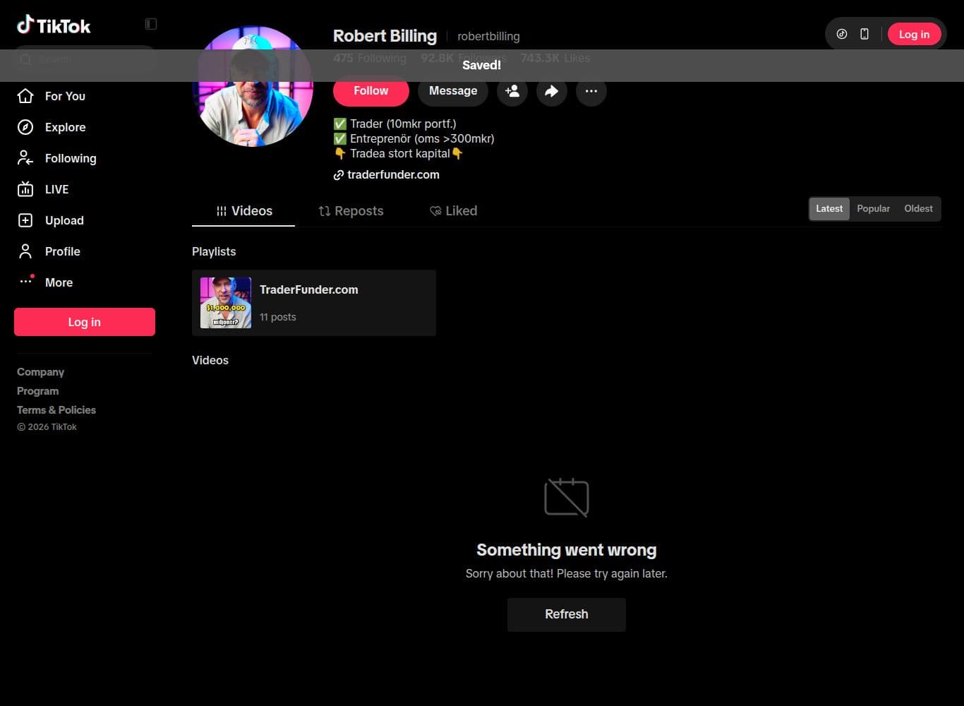 Official tiktok profile