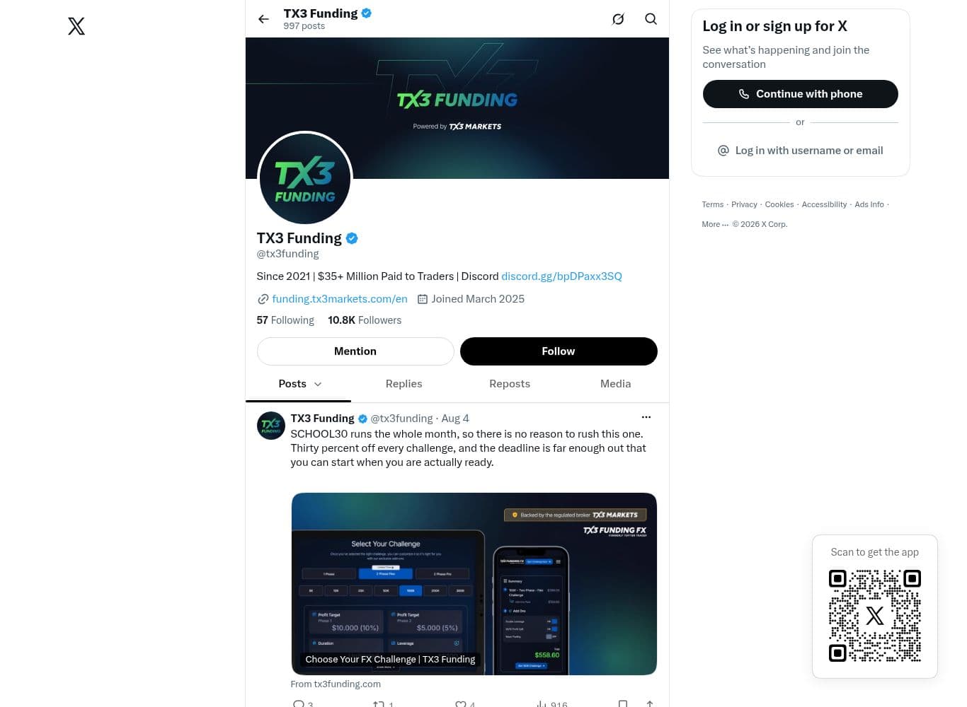 Official X profile linked from the site footer