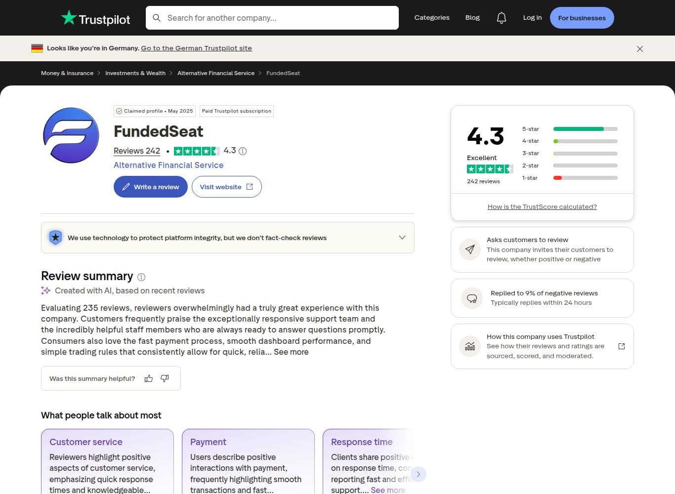 One-star reviews describing a 2,000 dollar payout refused at review and the account closed as breached